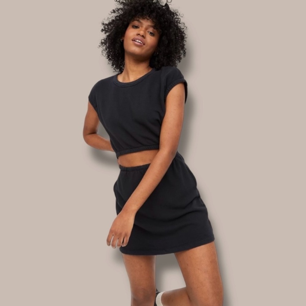 OFFLINE By Aerie Weekend Fleece Cut Out Dress Medium Black